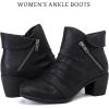 imageWomens Ankle Boots Casual Fashion Ladies Booties Comfortable Low Mid Chunky Heel Round Closed Toe for Winter Fall WomenBlack Bmf 303