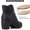 imageWomens Ankle Boots Casual Fashion Ladies Booties Comfortable Low Mid Chunky Heel Round Closed Toe for Winter Fall WomenBlack Bmf 303