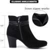 imageWomens Ankle Boots Casual Fashion Ladies Booties Comfortable Low Mid Chunky Heel Round Closed Toe for Winter Fall WomenBlack Mf 301