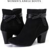 imageWomens Ankle Boots Casual Fashion Ladies Booties Comfortable Low Mid Chunky Heel Round Closed Toe for Winter Fall WomenBlack Mf 301