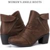 imageWomens Ankle Boots Casual Fashion Ladies Booties Comfortable Low Mid Chunky Heel Round Closed Toe for Winter Fall WomenBrown Bmf 303