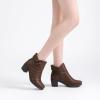 imageWomens Ankle Boots Casual Fashion Ladies Booties Comfortable Low Mid Chunky Heel Round Closed Toe for Winter Fall WomenBrown Bmf 303