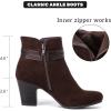 imageWomens Ankle Boots Casual Fashion Ladies Booties Comfortable Low Mid Chunky Heel Round Closed Toe for Winter Fall WomenBrown Mf 301