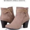 imageWomens Ankle Boots Casual Fashion Ladies Booties Comfortable Low Mid Chunky Heel Round Closed Toe for Winter Fall WomenTaupe Mf 301