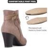 imageWomens Ankle Boots Casual Fashion Ladies Booties Comfortable Low Mid Chunky Heel Round Closed Toe for Winter Fall WomenTaupe Mf 301