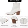 imageWomens Cowboy Ankle Boots Western Cowgirl BootiesClassic Chunky Heeled Shoes Casual Comfortable Low Mid Calf Heel Short Boots for WomenWhite Pu 969