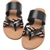 imageWomens Flat Slides Sandals Round Open Toe Slip On Strapy Flip Flop Thong Summer Beach Shoes for Women LR23018 Black Size9