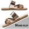 imageWomens Flat Slides Sandals Round Open Toe Slip On Strapy Flip Flop Thong Summer Beach Shoes for WomenLR23018GoldenSize10