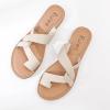 imageWomens Flat Slides Sandals Summer Flip Flops Comfort Round Open Toe Slip On Strap Thong Beach Shoes for WomenBeige 003