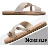 imageWomens Flat Slides Sandals Summer Flip Flops Comfort Round Open Toe Slip On Strap Thong Beach Shoes for WomenBeige 003