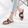 imageWomens Flat Slides Sandals Summer Flip Flops Comfort Round Open Toe Slip On Strap Thong Beach Shoes for WomenBlack 003