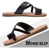 imageWomens Flat Slides Sandals Summer Flip Flops Comfort Round Open Toe Slip On Strap Thong Beach Shoes for WomenBlack 003