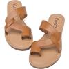 imageWomens Flat Slides Sandals Summer Flip Flops Comfort Round Open Toe Slip On Strap Thong Beach Shoes for WomenBrown 003