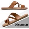 imageWomens Flat Slides Sandals Summer Flip Flops Comfort Round Open Toe Slip On Strap Thong Beach Shoes for WomenBrown 003