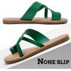 imageWomens Flat Slides Sandals Summer Flip Flops Comfort Round Open Toe Slip On Strap Thong Beach Shoes for WomenGreen 003