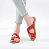 imageWomens Flat Slides Sandals Summer Flip Flops Comfort Round Open Toe Slip On Strap Thong Beach Shoes for WomenRed 003