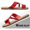 imageWomens Flat Slides Sandals Summer Flip Flops Comfort Round Open Toe Slip On Strap Thong Beach Shoes for WomenRed 003