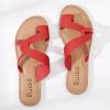 imageWomens Flat Slides Sandals Summer Flip Flops Comfort Round Open Toe Slip On Strap Thong Beach Shoes for WomenRed 003