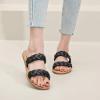 imageWomens Flat Slides Sandals Summer Slippers Comfortable Braided Strap Round Open Toe Casual Beach Shoes for WomenBlack 002