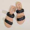 imageWomens Flat Slides Sandals Summer Slippers Comfortable Braided Strap Round Open Toe Casual Beach Shoes for WomenBlack 002