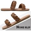 imageWomens Flat Slides Sandals Summer Slippers Comfortable Braided Strap Round Open Toe Casual Beach Shoes for WomenBrown 002