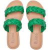 imageWomens Flat Slides Sandals Summer Slippers Comfortable Braided Strap Round Open Toe Casual Beach Shoes for WomenGreen 002