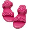 imageWomens Flat Slides Sandals Summer Slippers Comfortable Braided Strap Round Open Toe Casual Beach Shoes for WomenHot Pink 002