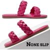 imageWomens Flat Slides Sandals Summer Slippers Comfortable Braided Strap Round Open Toe Casual Beach Shoes for WomenHot Pink 002