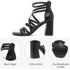 imageWomens Heels Chunky Heeled Sandals Prom Dressy Shoes Summer Ankle Strappy Block High Mid Heel Sandal Comfortable Casual Stylish Square Open Toe for LadiesBlack 094