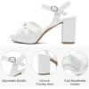 imageWomens Heels Platform Chunky Heeled Sandals Prom Summer Dressy Shoes Ankle Strappy Block High Mid Heel Sandal Comfortable Casual Stylish Square Open Toe for LadiesWhite 086