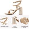 imageWomens Heels Prom Chunky Heeled Sandals Summer Dressy Shoes Ankle Strappy Block High Mid Heel Sandal Comfortable Casual Stylish Square Open Toe for LadiesGold 092