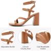 imageWomens Heels Prom Chunky Heeled Sandals Summer Dressy Shoes Ankle Strappy Block High Mid Heel Sandal Comfortable Casual Stylish Square Open Toe for LadiesTan 092