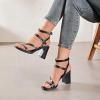 imageWomens Heels Prom Chunky Heeled Sandals Summer Dressy Shoes Ankle Strappy Block High Mid Heel Sandal Comfortable Casual Stylish Square Open Toe for LadiesBlack 092