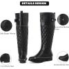 imageWomens Knee High Boots  Stylish and Comfortable Round Toe Tall Riding Combat Boots with Side Zipper Closure for Fall and Winter Wear For WomenBlack Pu 119