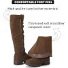 imageWomens Knee High Boots  Stylish and Comfortable Round Toe Tall Riding Combat Boots with Side Zipper Closure for Fall and Winter Wear For WomenBrown Pu 005