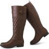 imageWomens Knee High Boots  Stylish and Comfortable Round Toe Tall Riding Combat Boots with Side Zipper Closure for Fall and Winter Wear For WomenBrown Pu 119