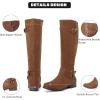 imageWomens Knee High Boots  Stylish and Comfortable Round Toe Tall Riding Combat Boots with Side Zipper Closure for Fall and Winter Wear For WomenTan Pu 305