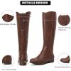 imageWomens Knee High Boots  Stylish and Comfortable Round Toe Tall Riding Combat Boots with Side Zipper Closure for Fall and Winter Wear for WomenBrown Pu 909