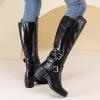 imageWomens Knee High Boots with Chunky Heel Pointed Toe Comfortable and Fashionable for Fall and Winter Wear for WomenBlack Lpu 303