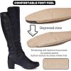 imageWomens Knee High Boots with Chunky Heel Pointed Toe Comfortable and Fashionable for Fall and Winter Wear for WomenBlack Pu 303