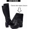 imageWomens Knee High Boots with Chunky Heel Pointed Toe Comfortable and Fashionable for Fall and Winter Wear for WomenBlack Pu 303