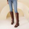 imageWomens Knee High Boots with Chunky Heel Pointed Toe Comfortable and Fashionable for Fall and Winter Wear for WomenBrown Lpu 303