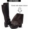 imageWomens Knee High Boots with Chunky Heel Pointed Toe Comfortable and Fashionable for Fall and Winter Wear for WomenBrown Pu 303