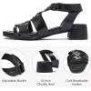 imageWomens Low Heels Chunky Heeled Sandals Prom Summer Block Heel Causal Dressy Ankle Strap Short Shoes Beach Sandal Comfortable Square Open Toe Stylish for LadiesBlack 090