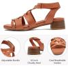 imageWomens Low Heels Chunky Heeled Sandals Prom Summer Block Heel Causal Dressy Ankle Strap Short Shoes Beach Sandal Comfortable Square Open Toe Stylish for LadiesTan 090