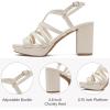 imageWomens Platform Heels Chunky Heeled Sandals Prom Summer Dressy Shoes Ankle Strappy Block High Mid Heel Sandal Comfortable Casual Stylish Square Open Toe for LadiesSkin 093