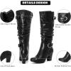 imageWomens Slouchy Knee High Boots with Chunky Heel Pointed Toe Comfortable and Fashionable for Fall and Winter Wear for WomenBlack Lpu 301