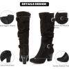 imageWomens Slouchy Knee High Boots with Chunky Heel Pointed Toe Comfortable and Fashionable for Fall and Winter Wear for WomenBlack Zpu 301