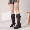 imageWomens Slouchy Knee High Boots with Chunky Heel Pointed Toe Comfortable and Fashionable for Fall and Winter Wear for WomenBrown Pu 302