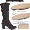 imageWomens Slouchy Knee High Boots with Chunky Heel Pointed Toe Comfortable and Fashionable for Fall and Winter Wear for WomenBrown Pu 302